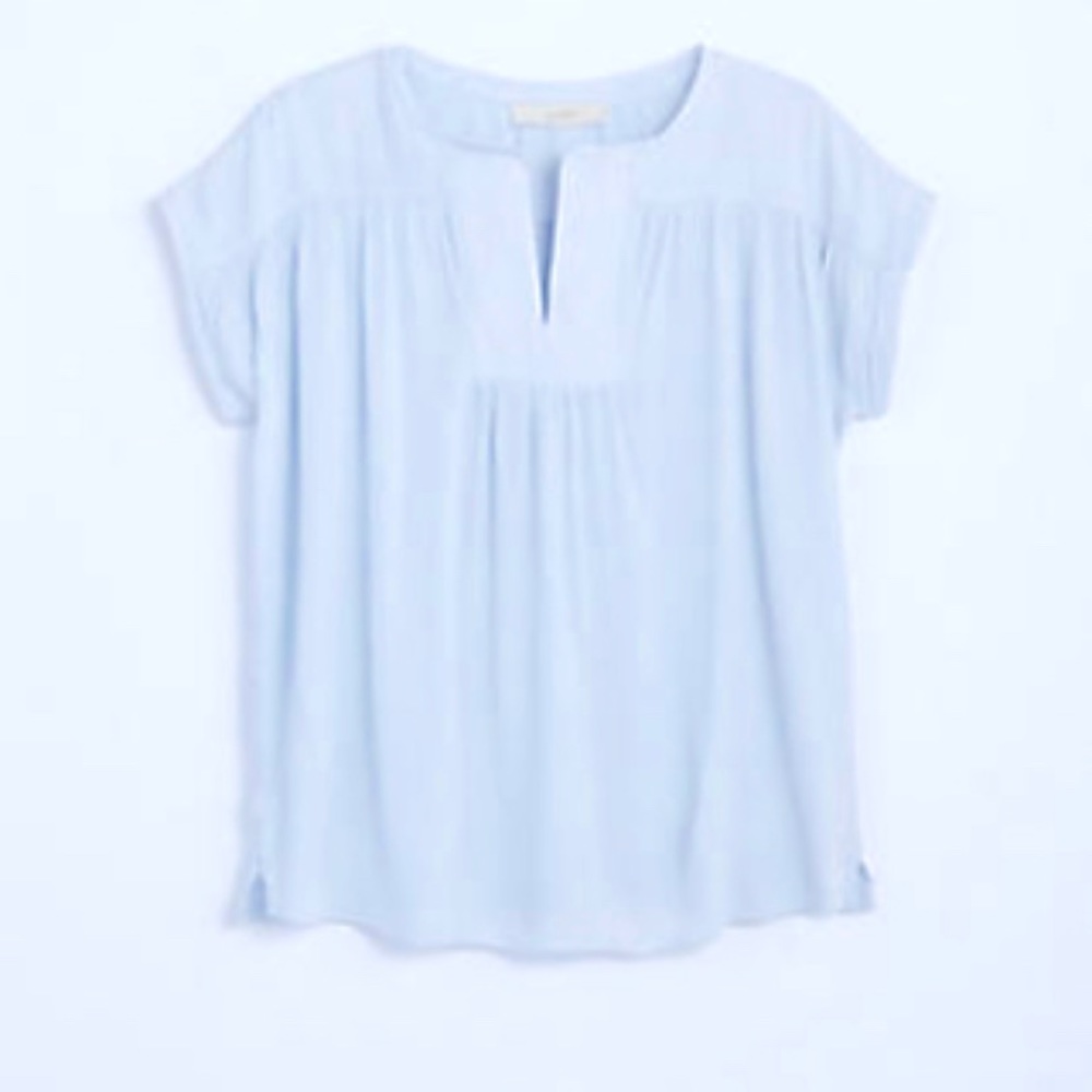 NWT mixed media split neck top
